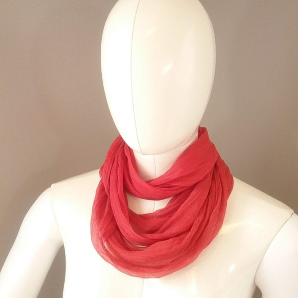 NWT Sheer Infinity Scarves By Noelle Coral Pink Scarf Women's New